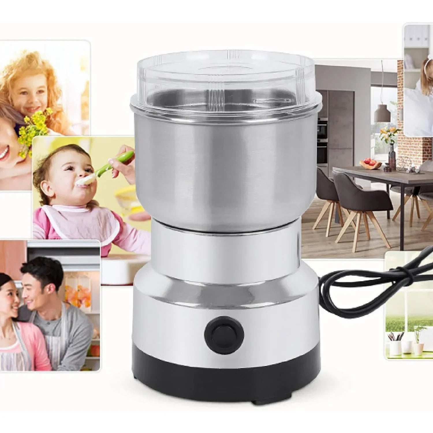 4-Blade Electric Coffee & Grain Grinder — Multifunctional Nut, Bean & Spice Blender