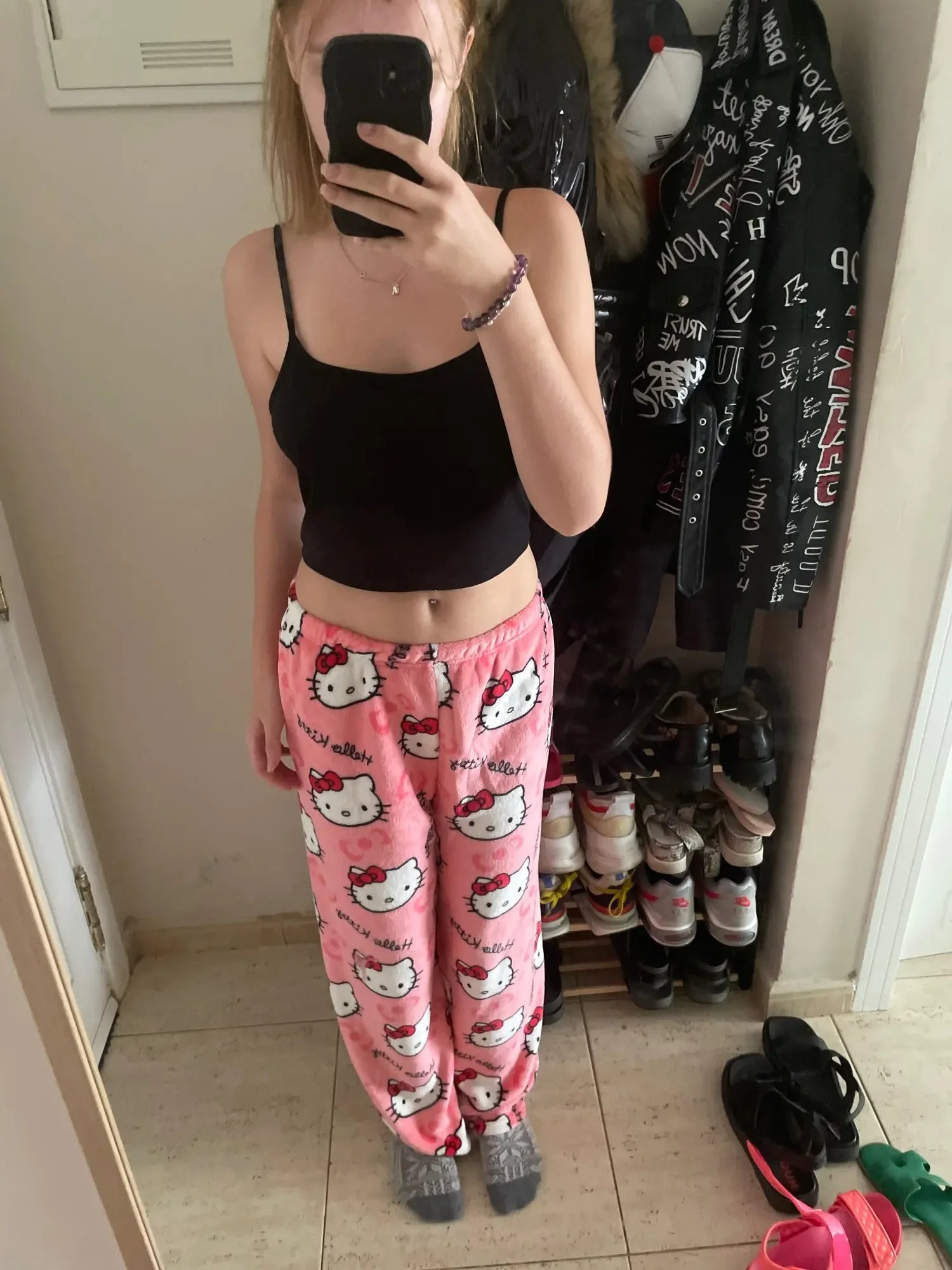 Y2K Hello Kitty Anime Pajama Pants | Cartoon Couple Casual Homewear Trousers