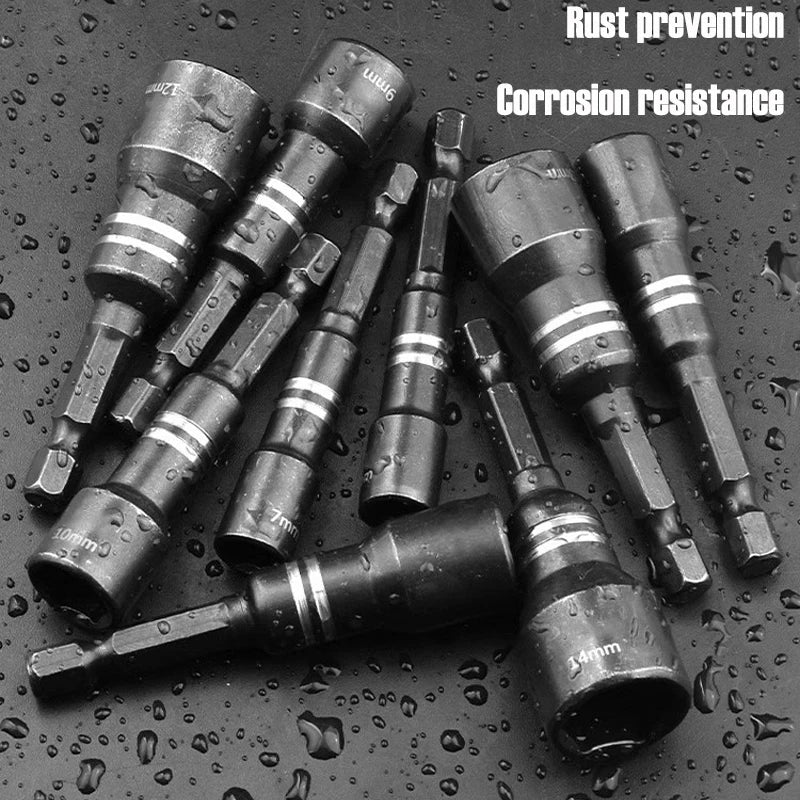 Magnetic Hex Shank Nut Driver Set — Power Tool Bit Adapter for Drill & Impact Driver