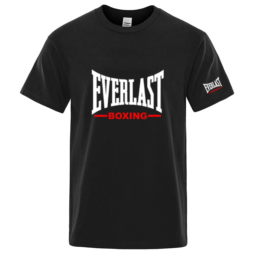 Everlast Boxing Logo Graphic T-Shirt — Crew Neck Short Sleeve Sports Streetwear Tee