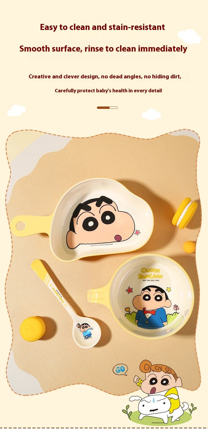 Crayon Cartoon Children's Bowl Set — Soup Bowl & Divided Plate