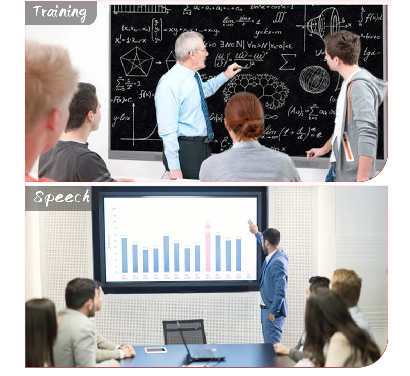 TouchWo 4K Interactive Whiteboard Smart Board – 65"/75"/86", 20-Point Touch, Android/Win i3/i5/i7, On Wheel