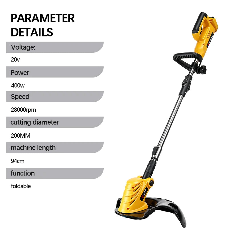 EDOG 28000RPM Brushless Electric Lawn Mower & Grass Trimmer | Foldable, 3-Blade System, Compatible with Dewalt 20V Battery