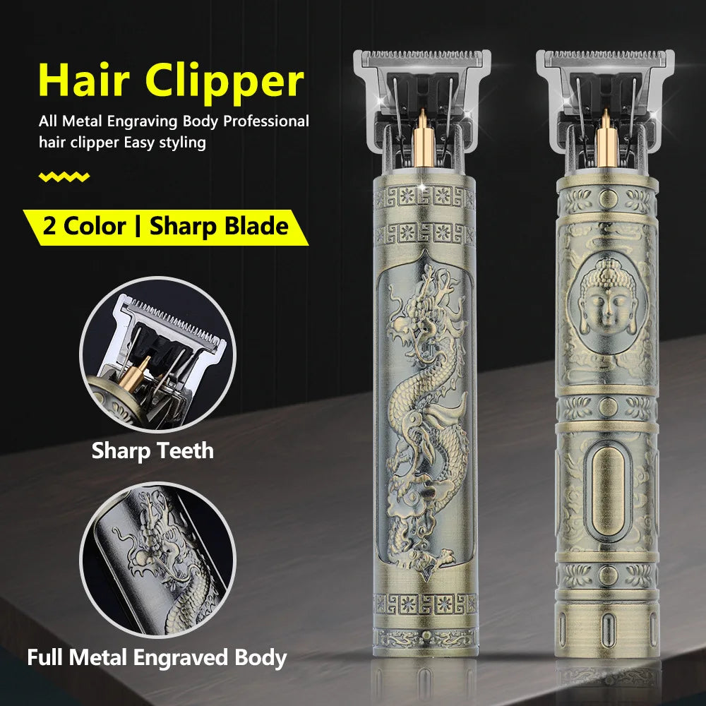 FKIV T9 Retro Hair Clipper Set – Wet/Dry, USB Fast Charge, 60-Min Runtime, 100-240V