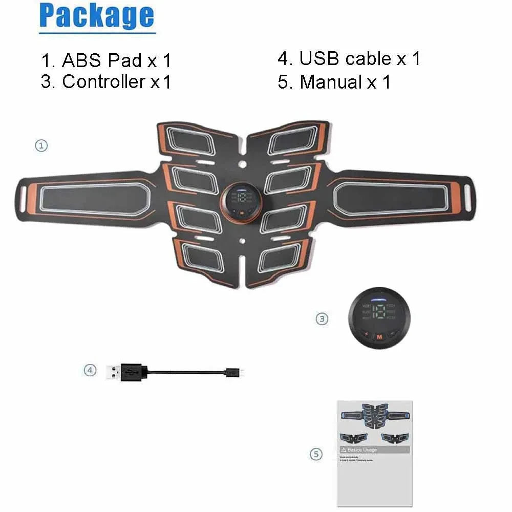 EMS Abs Muscle Stimulator Trainer — USB Rechargeable Abdominal Toning Belt
