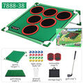 Golf game set with mat, balls, and accessories on a white background