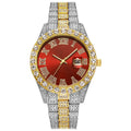 Men's Classic Golden Roman Rhinestone Quartz Watch | Steel Strap Calendar Fashion Wristwatch