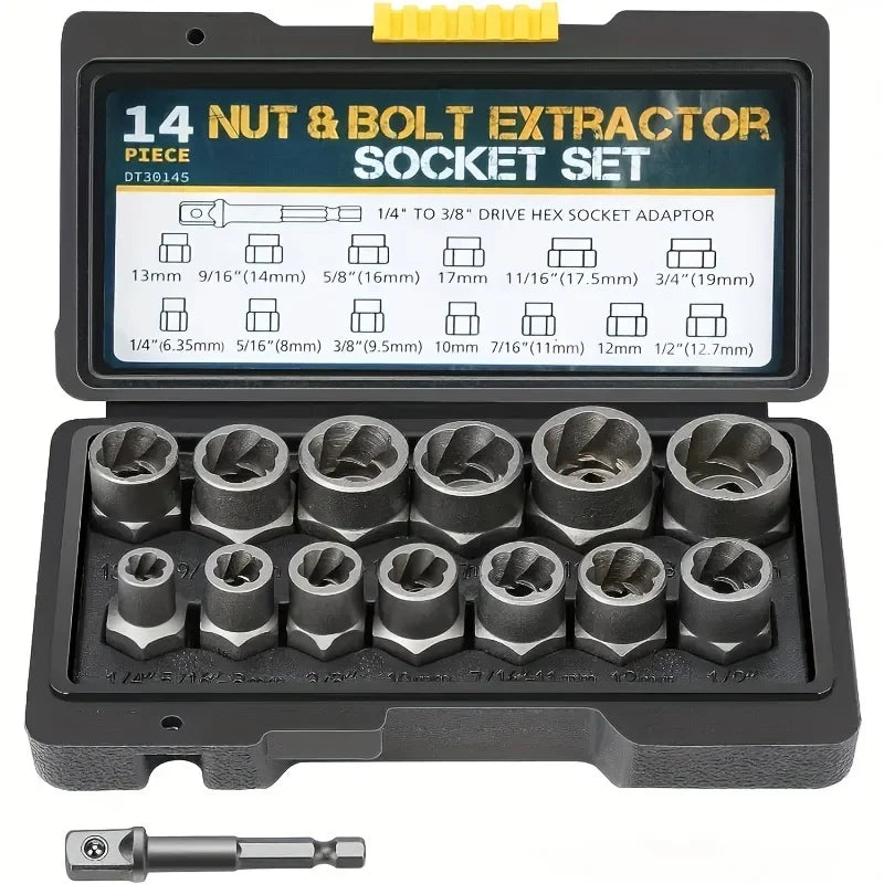 14-Piece Bolt & Nut Extractor Set
