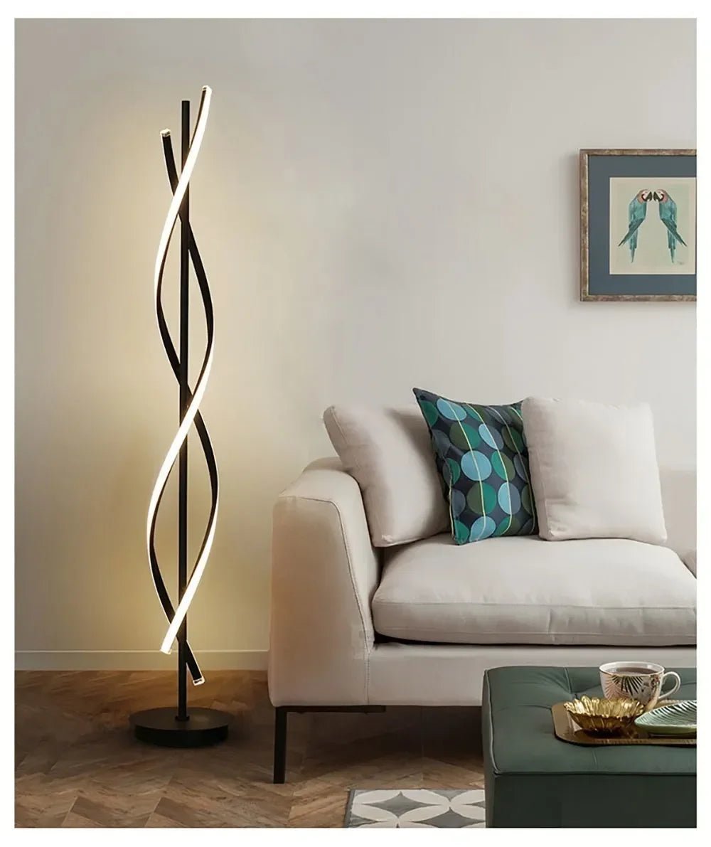 Spiral LED Floor Lamp – 135cm Sculptural Light