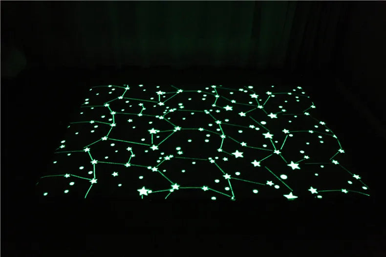 Rainbow Unicorn Glow in the Dark Area Rug – Large Kids Room Carpet with Stars