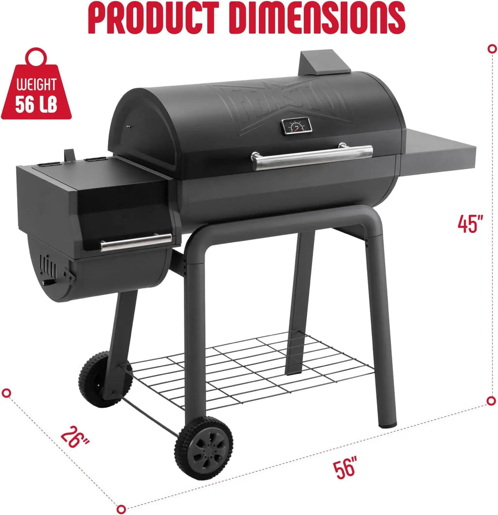 30-Inch Heavy-Duty Charcoal Grill with Offset Smoker | 815 Sq. In. Cooking Space, Side Table, Adjustable Vents, Wheels, Outdoor BBQ for Backyard & Patio