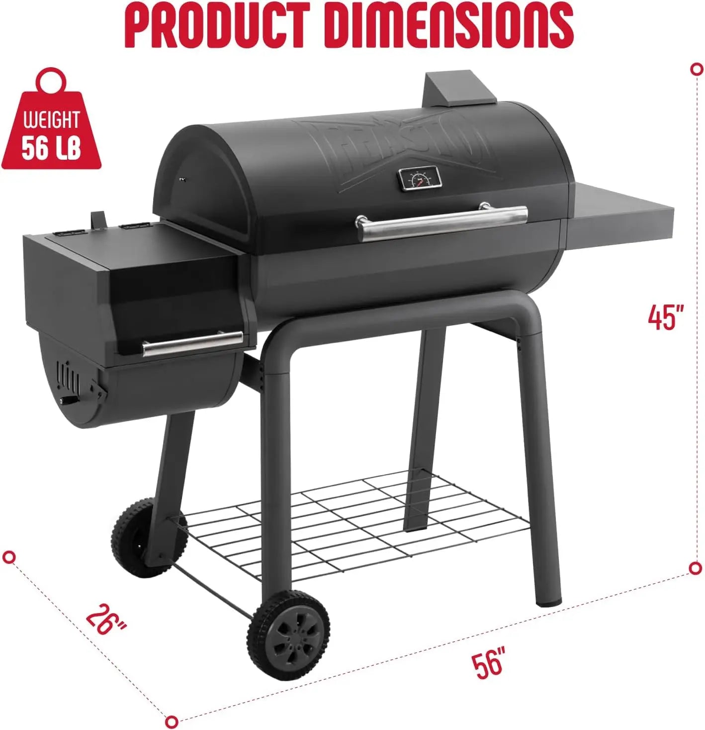 30-Inch Heavy-Duty Charcoal Grill with Offset Smoker | 815 Sq. In. Cooking Space, Side Table, Adjustable Vents, Wheels, Outdoor BBQ for Backyard & Patio
