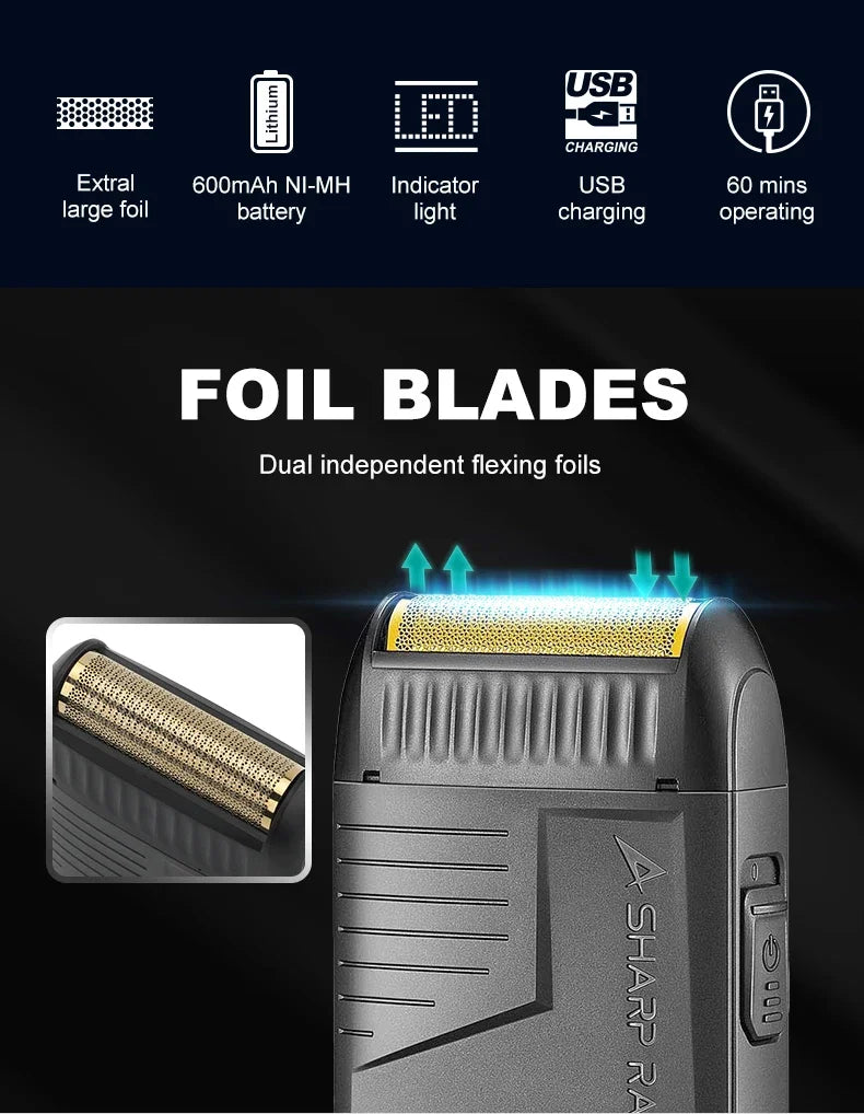 VGR V-375 Professional Foil Electric Shaver – Rechargeable, Pop-Up Trimmer, USB-C Fast Charge