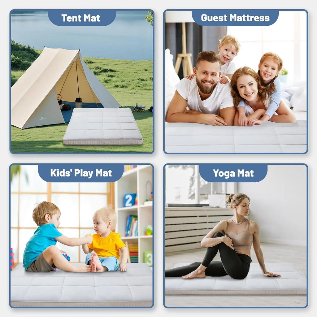 Queen-Size Comfort on the Floor — Extra Thick Japanese Futon Mattress 60"x80" | 3-Layer Memory Foam, Foldable Tatami Mat