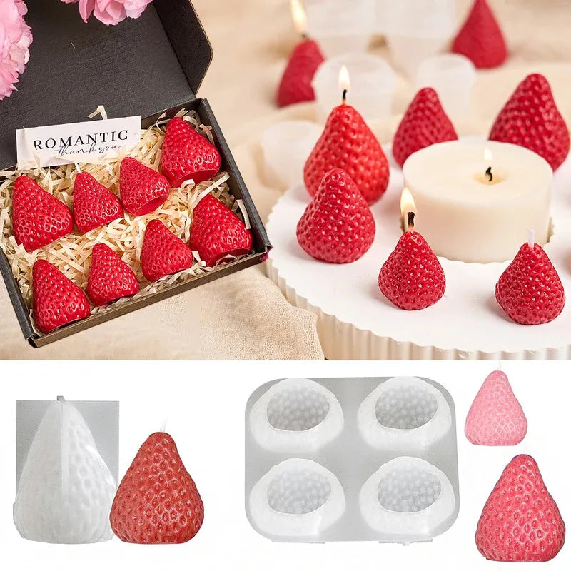 3D Strawberry Silicone Mold — DIY Scented Candles, Aromatherapy & Gift Decor