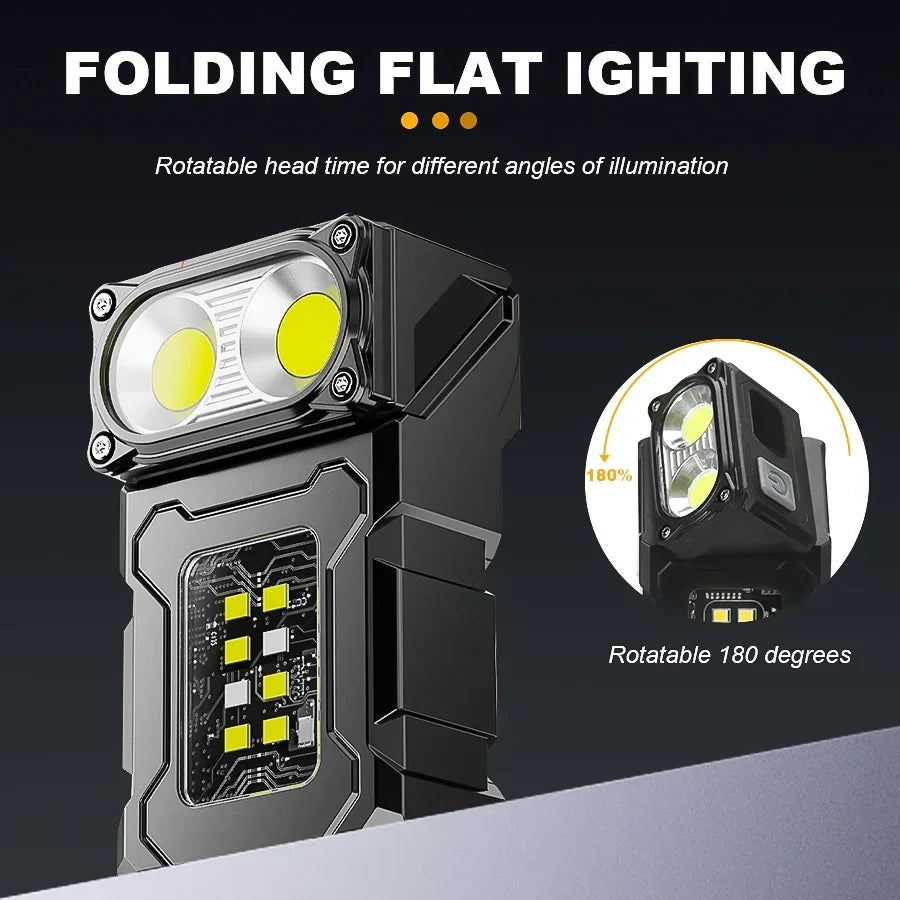 Mini USB Rechargeable LED Flashlight — Magnetic Tail, COB Side Light, Camping Lantern