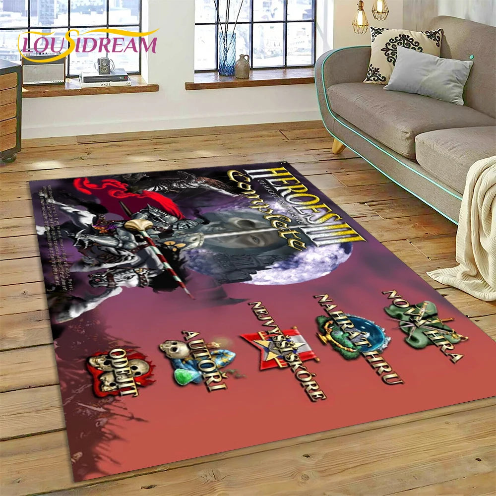 Heroes of Might & Magic Retro Gaming Rug – Non-Slip Floor Mat for Living Room, Bedroom & Sofa, 27 Designs & 9 Sizes