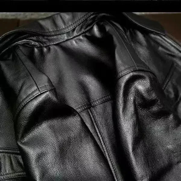 Men's Black PU Leather Jacket – Retro Casual Layer