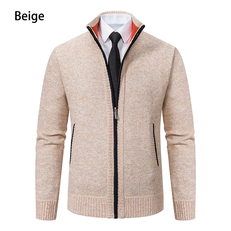 Men's Fleece Zip Cardigan Jacket — Warm Casual Layering Piece