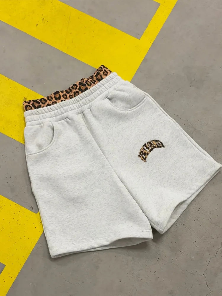 Y2K Leopard Embroidered Hoodie & Sweatpants Set – Trendy Casual Sport Unisex