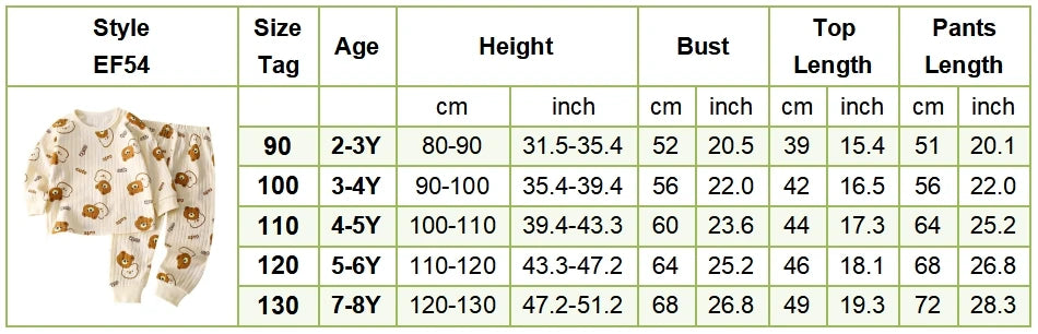 Kids' Casual Autumn Long Sleeve Cartoon Pajamas Set | Soft Comfortable Sleepwear Boys & Girls