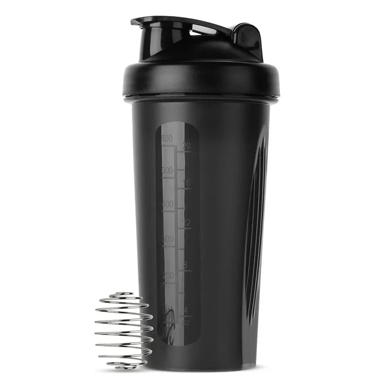 Portable Protein Shaker Bottle 600ml — Leak-Proof with Mixing Ball for Gym & Outdoor Use