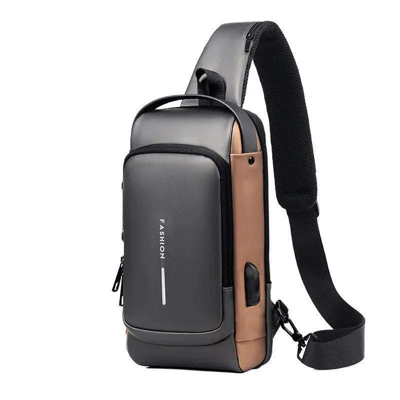 Men's Anti-Theft PU Leather Crossbody Bag – Multifunctional Shoulder & Chest Bag