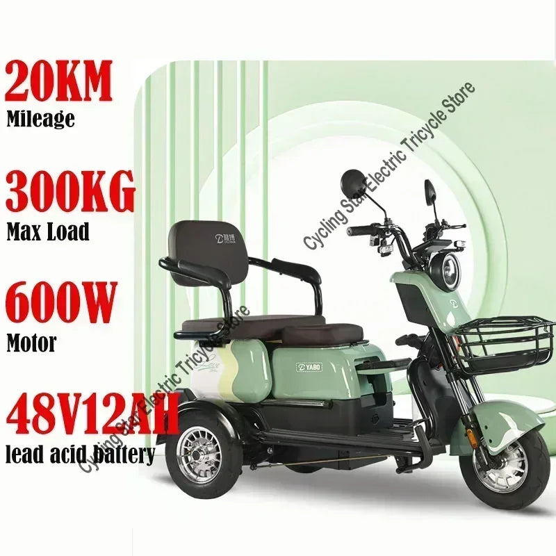 3-Wheel Electric Mobility Scooter for Adults, Long-Range Tricycle