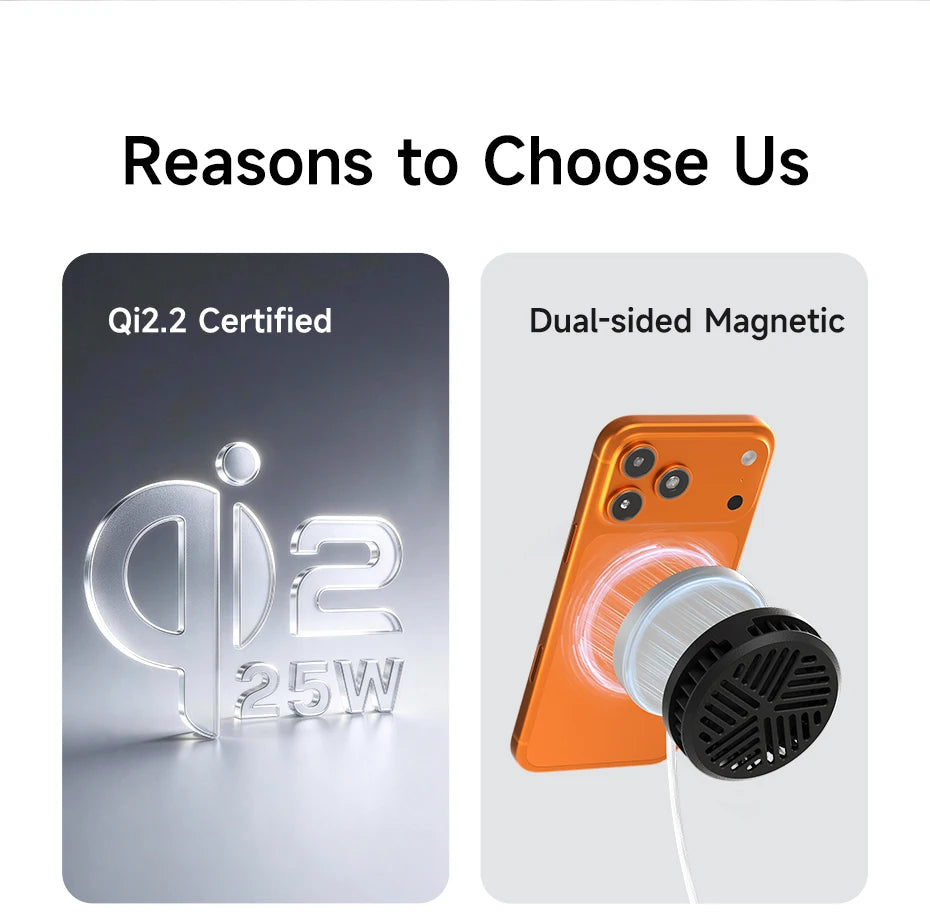 Hagibis Qi2.2 25W Dual-Sided Magnetic Wireless Charger – MagSafe Pad for iPhone 14–17 & AirPods