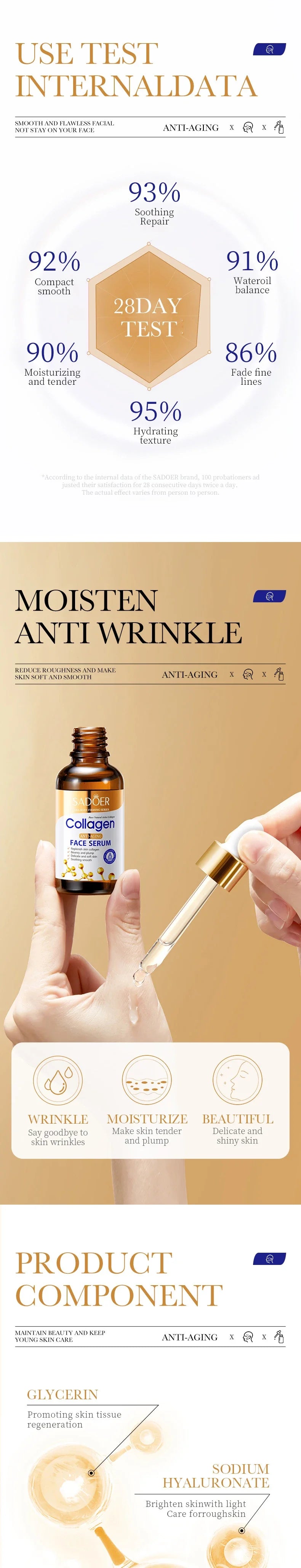 3-Piece Collagen Face Serum Skincare Set — Firming Moisturizing Nourishing Facial Essence