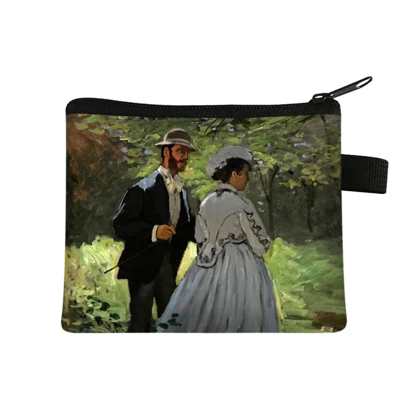 Vintage Oil Painting Floral Coin Purse Mini Clutch Wallet – Bohemian Nylon Organizer Wallet for Women