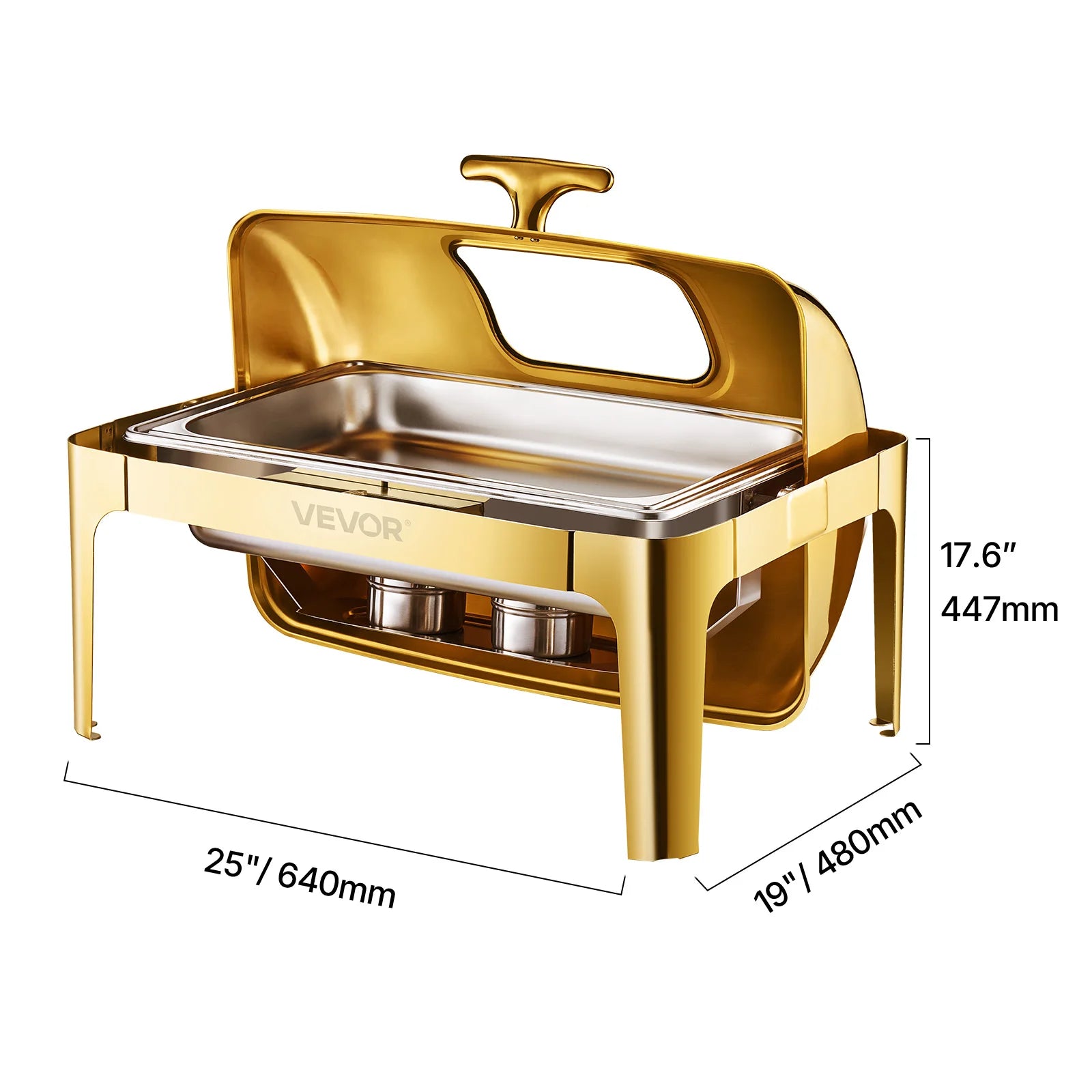 9 Qt Roll Top Chafing Dish Buffet Server — Stainless Steel Chafer with Visible Lid