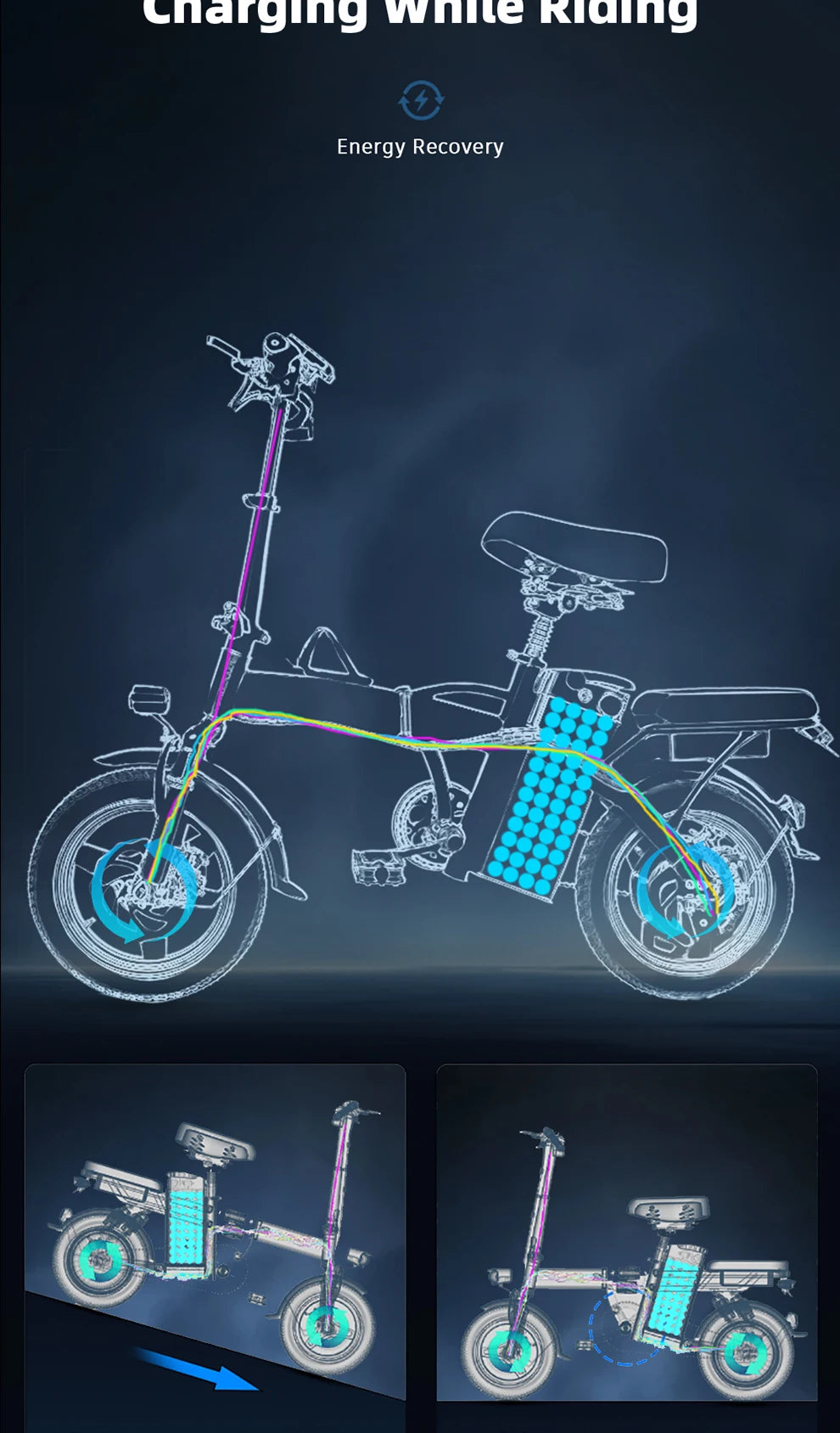 K100 400W Foldable Electric Bike — 48V 14-Inch
