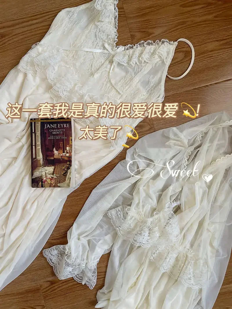 Women's Vintage Court Style Tulle Princess Nightgown | Fairytale Robe Sleepwear