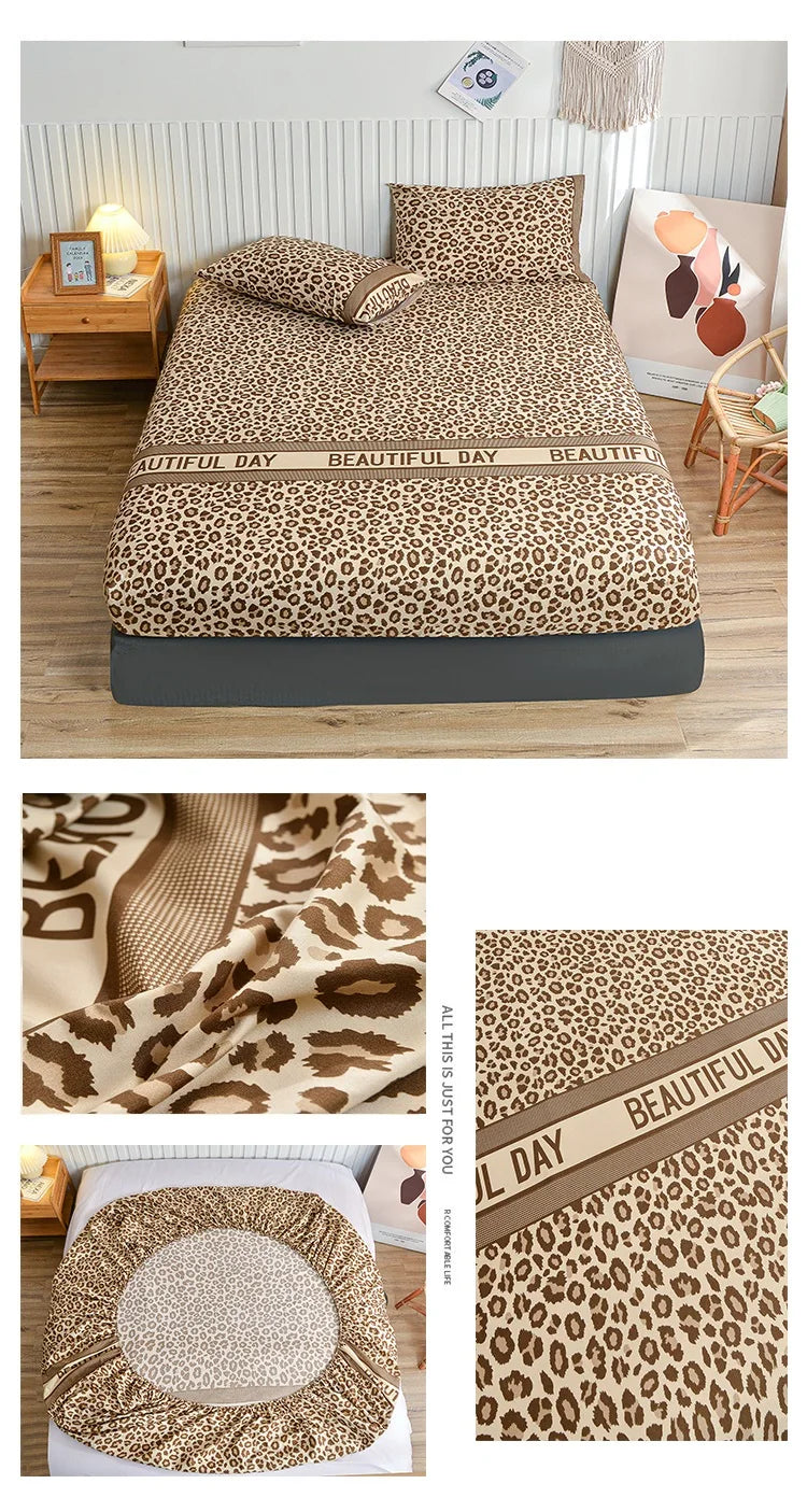White Marble Print Fitted Bed Sheet with Elastic Band | Single, Queen & King Size, All-Around Bed Cover