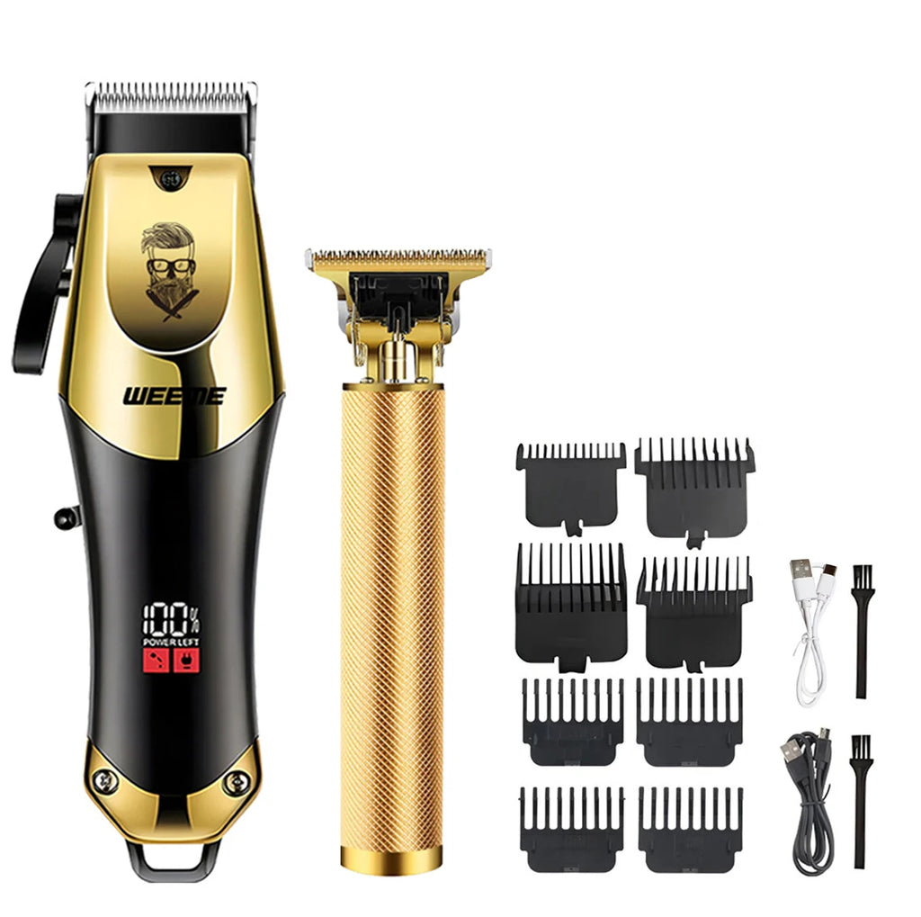 T9 Vintage Men's Electric Hair Clipper & Beard Trimmer – Rechargeable, Wet/Dry, Nose Trimmer Kit