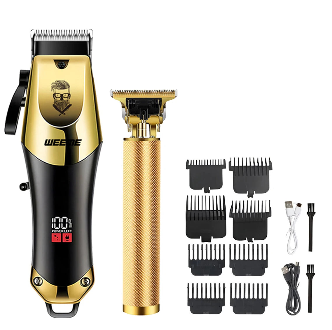 T9 Vintage Men's Electric Hair Clipper & Beard Trimmer – Rechargeable, Wet/Dry, Nose Trimmer Kit