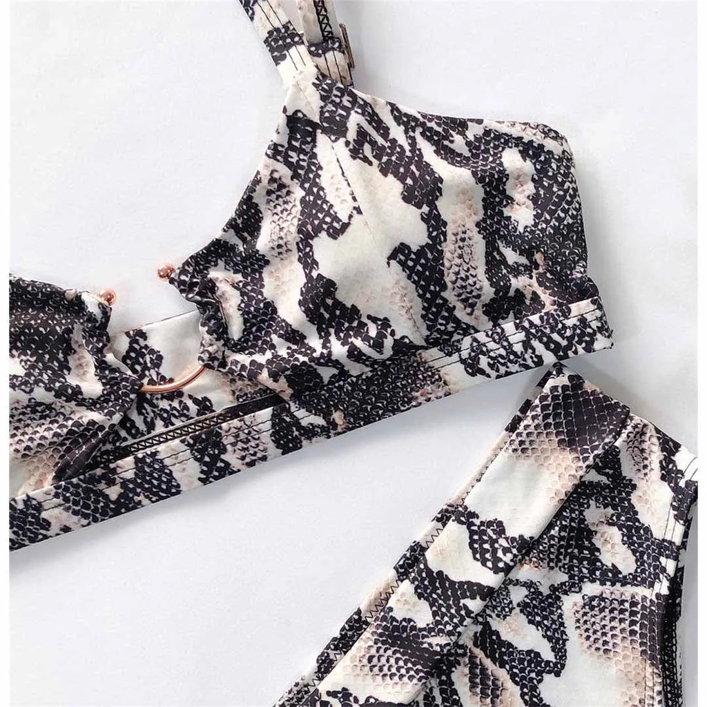 Leopard High Waist Bikini Set — Snake Print Two-Piece Swimsuit