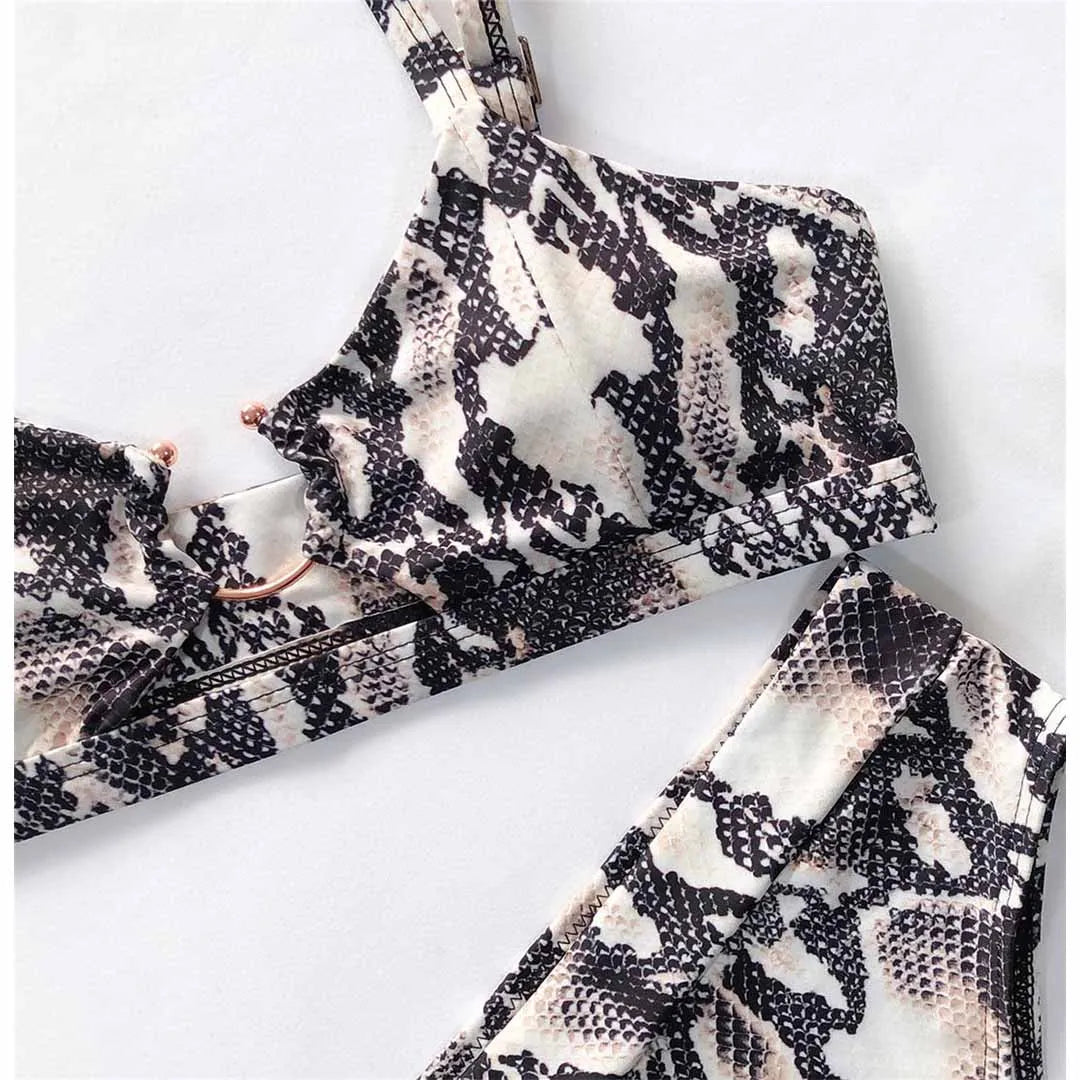 Leopard High Waist Bikini Set — Snake Print Two-Piece Swimsuit