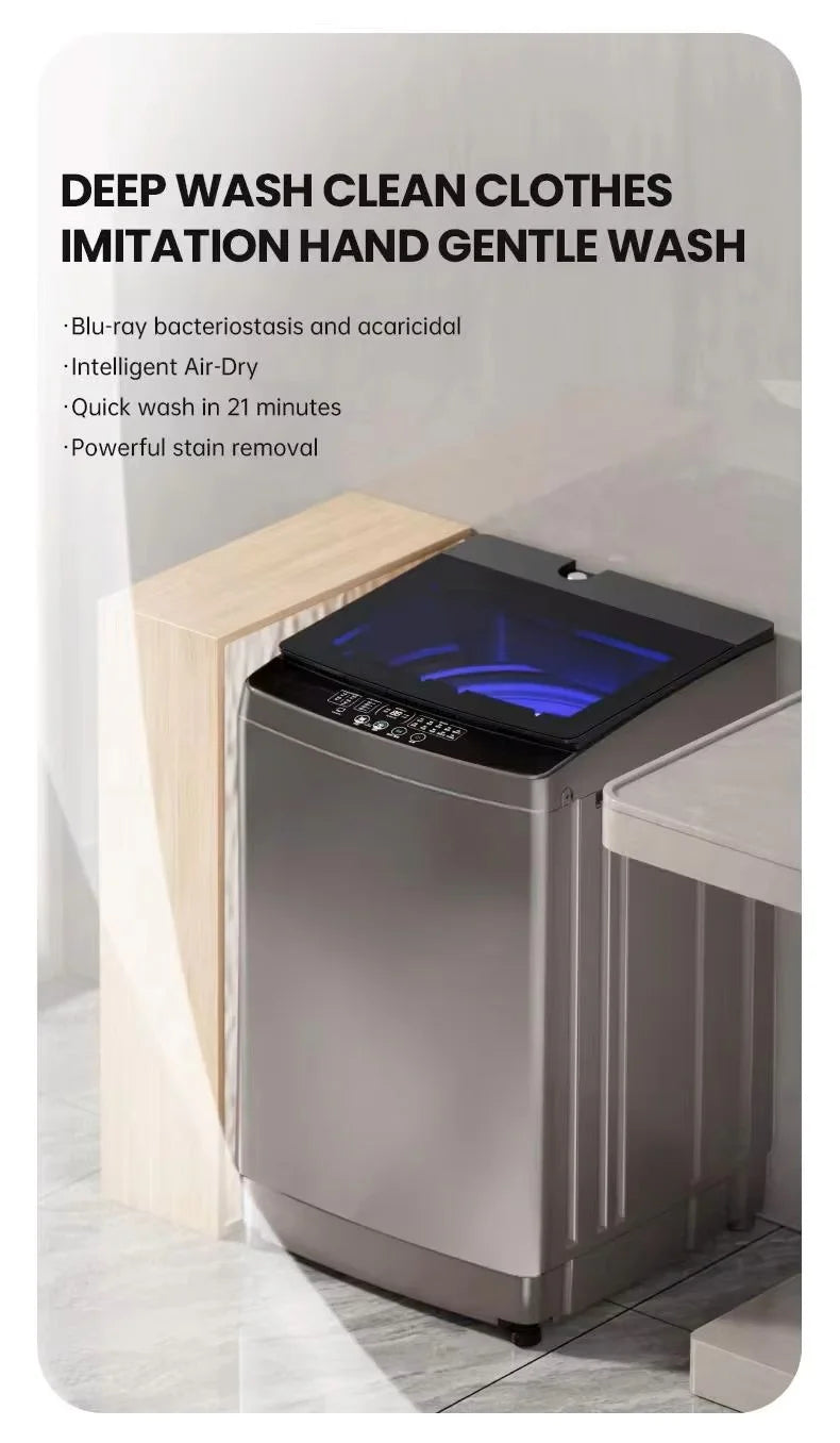 10KG Fully Automatic Top Load Washer-Dryer Combo — All-in-One Portable Laundry Machine for Home & Industrial Use
