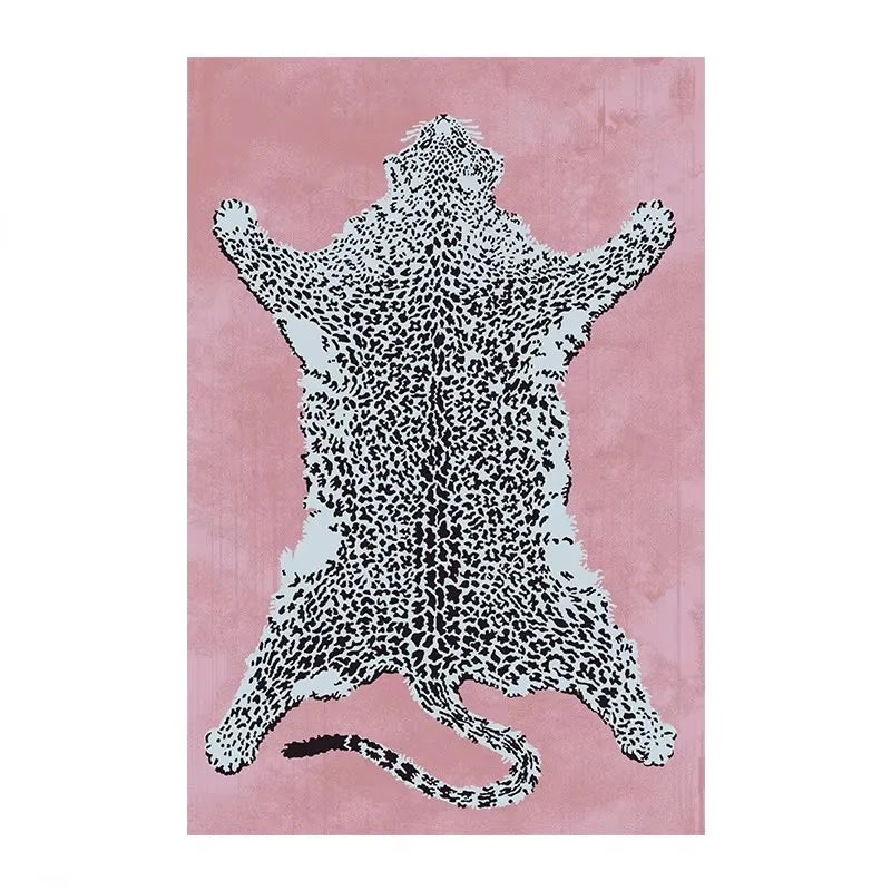 Leopard Print Plush Lounge Rug – Light Luxury Non-Slip Flannel Carpet for Living Room & Bedroom