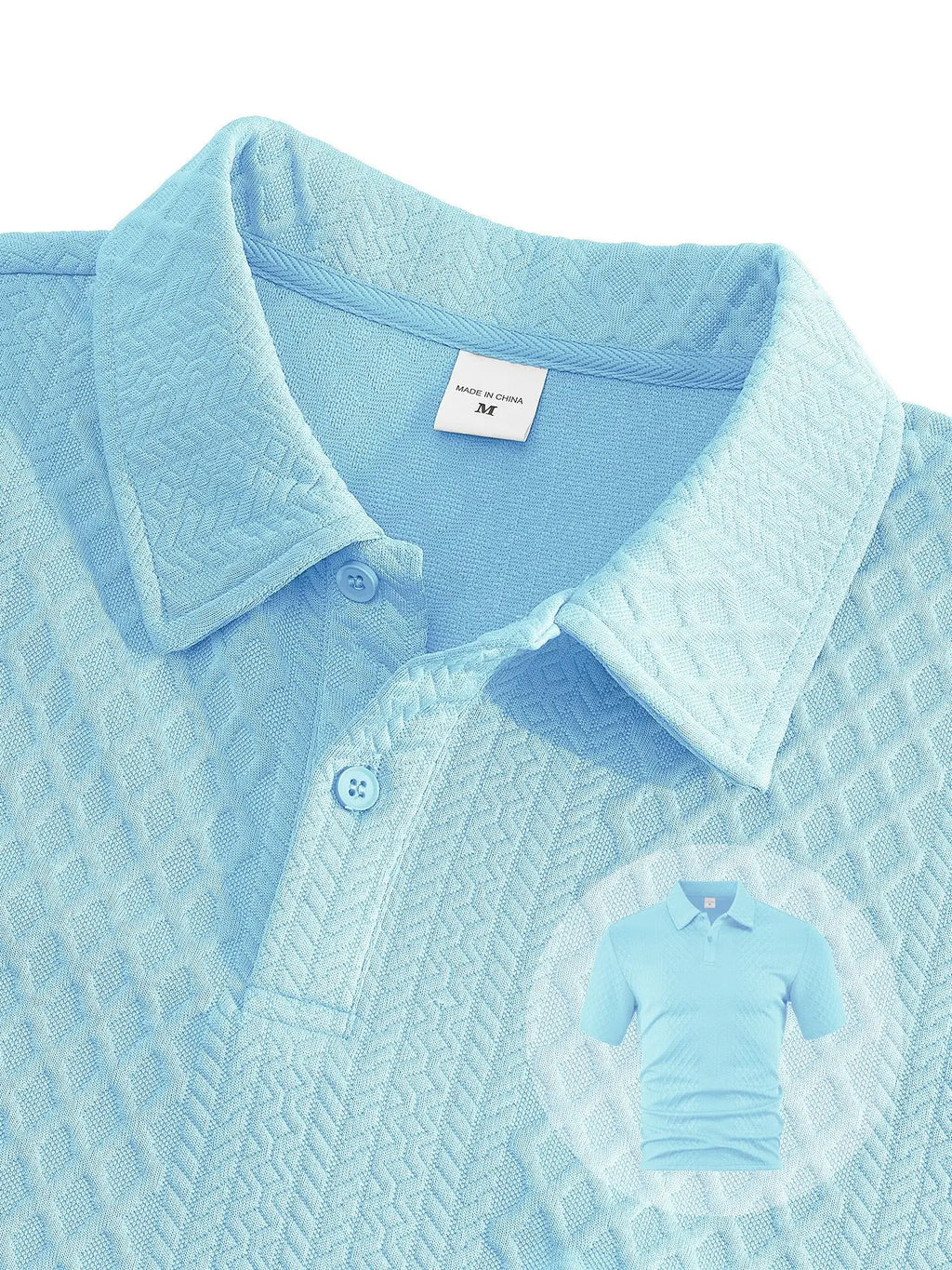 Men's Jacquard Polo Shirt & Drawstring Shorts Casual Summer 2-Piece Set