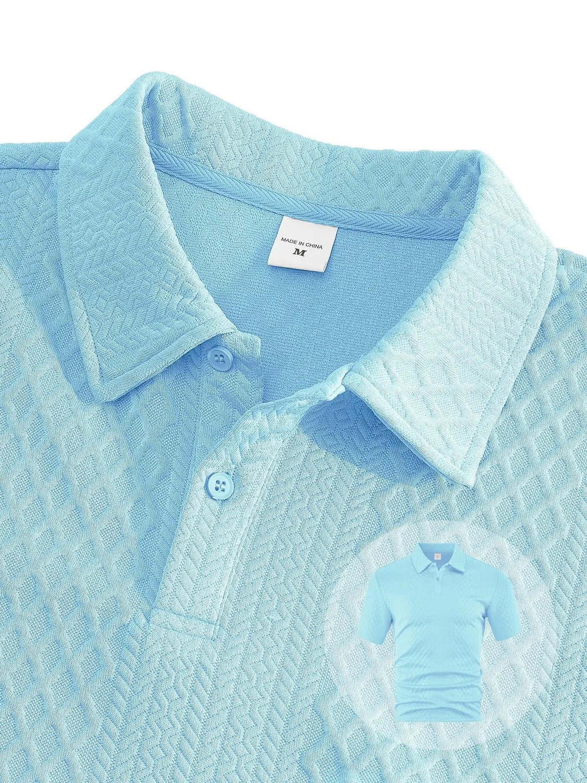 Men's Jacquard Polo Shirt & Drawstring Shorts Casual Summer 2-Piece Set