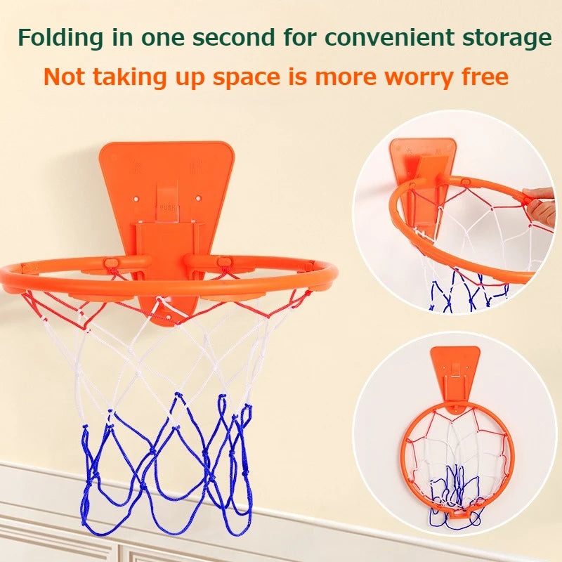 Kids Indoor Basketball Hoop – Wall-Mounted Folding Mini Hoop for Home & Bedroom Training