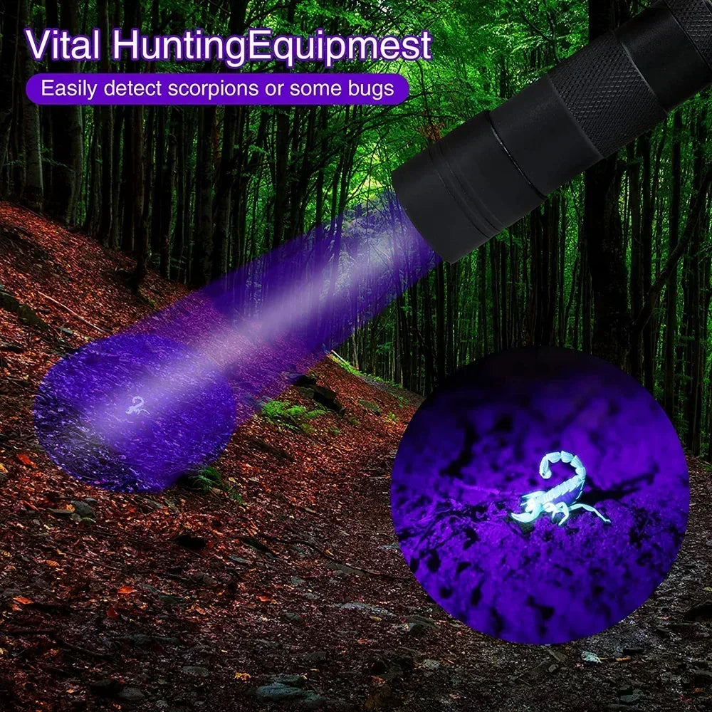 UV Blacklight Flashlight | 9/12 LED 395nm, Pet Urine & Stain Detector, Waterproof Aluminum, Batteries Not Included