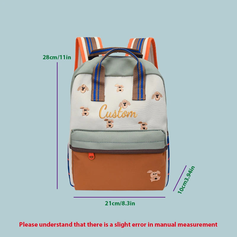 Custom Embroidered Heart Quilted Backpack – Personalized Cartoon Casual Bag
