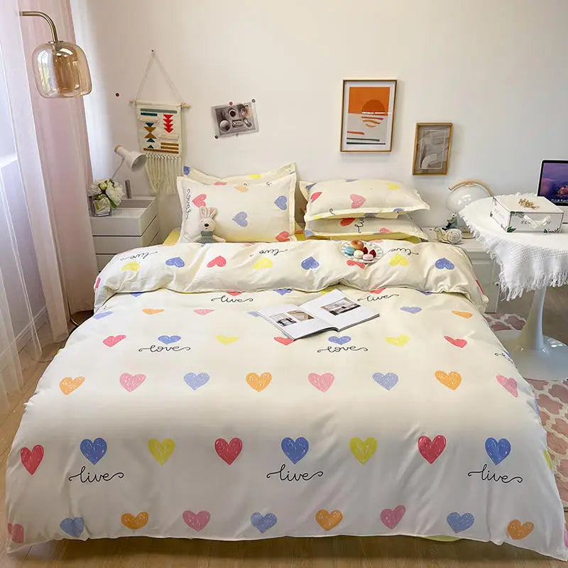 Microfiber Reactive Print Bedding Set – Duvet Cover, Flat Sheet & Pillowcases, 16 Patterns & 5 Sizes
