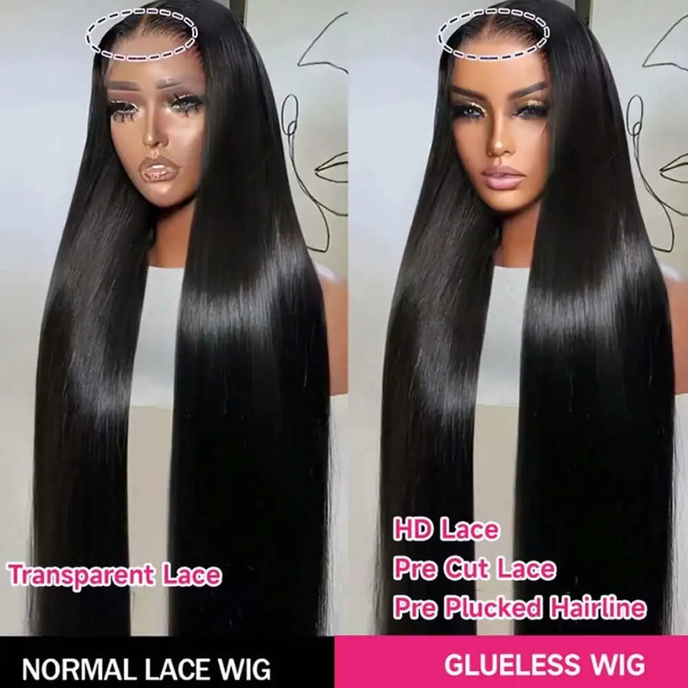 40–42 Inch Bone Straight Lace Front Wig | Glueless 13x4 13x6 HD Lace Human Hair for Women