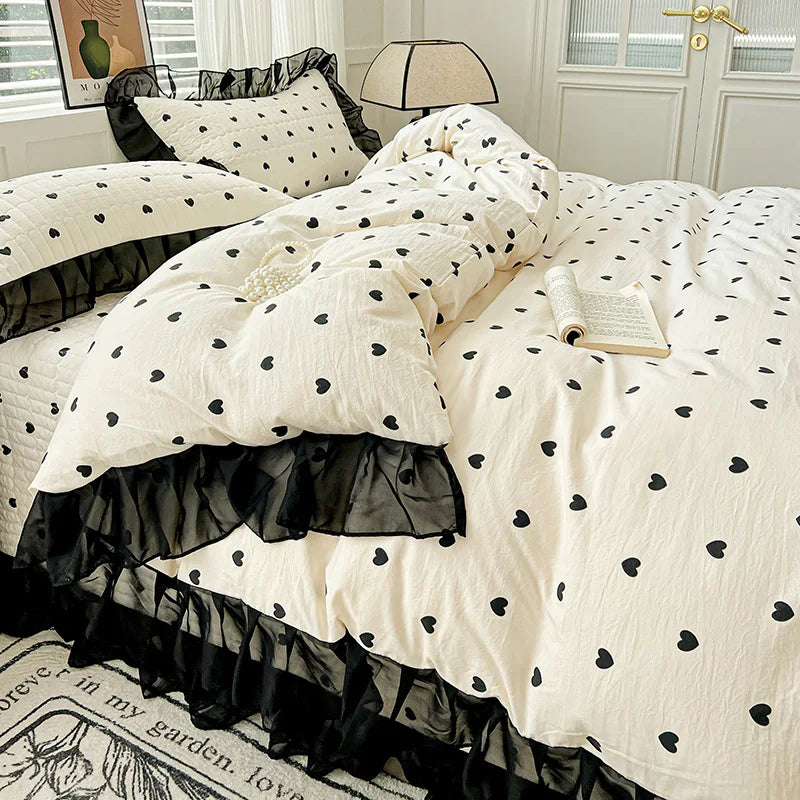 Printed Lace Duvet Cover – 300TC Polyester Comforter Cover for Women & Girls Bedroom