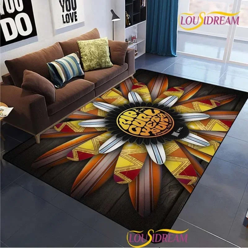 Surf Print Area Rug – Non-Slip Living Room, Bedroom & Kitchen Carpet